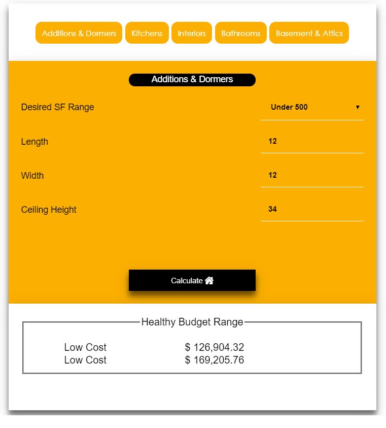 Home Budget Range Calcuator